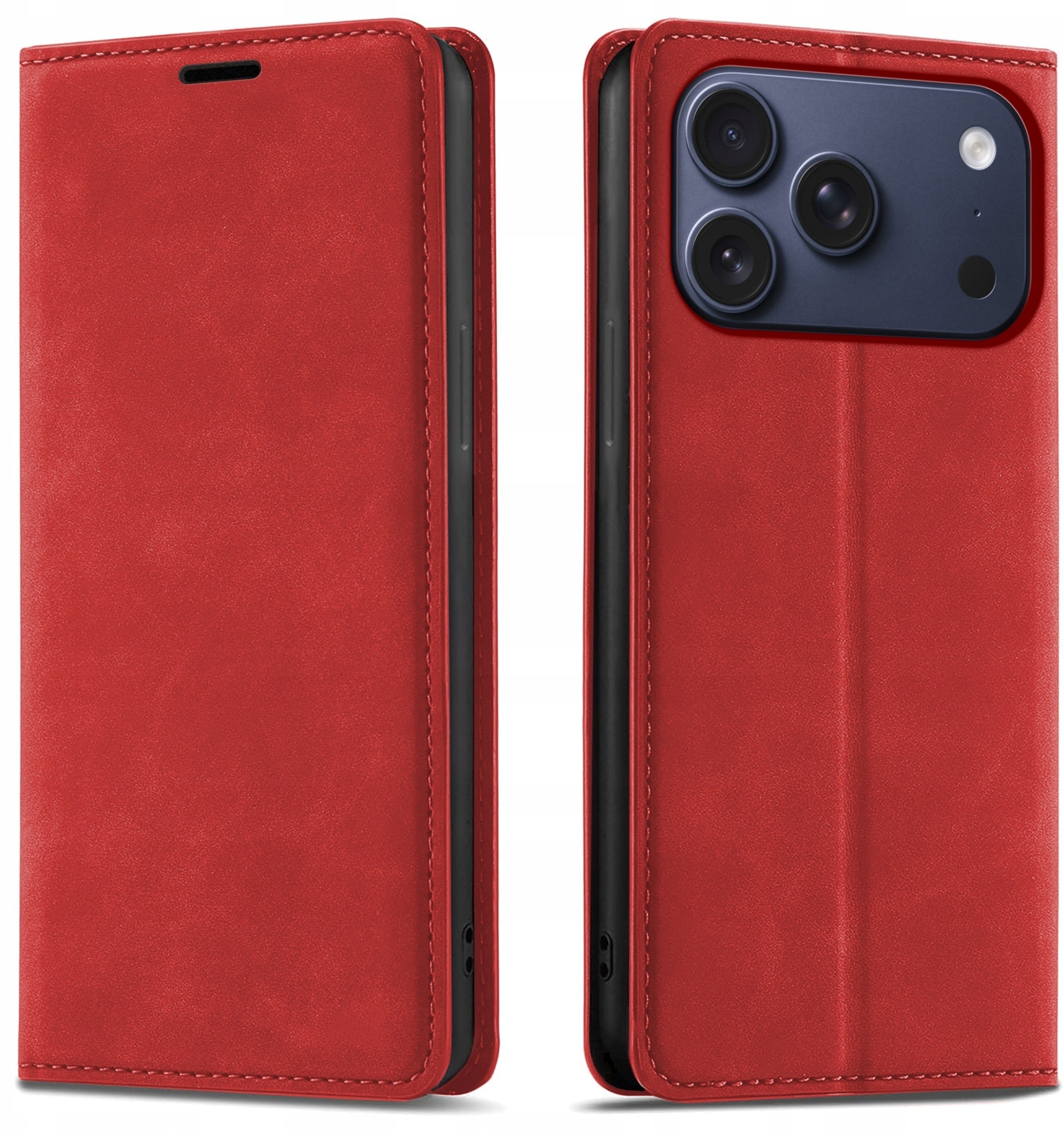 krainaGSM Etui Z Klapką Do Iphone 17 Pro 18 Pro Zamykane Magnetyczne Skórzane Szkło