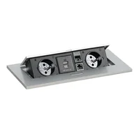 Gniazdka elektryczne - Port blatowy TYP II - wpuszczany, 2 gniazda, USB-A + USB-C, 2x RJ45 port, srebrny - miniaturka - grafika 1