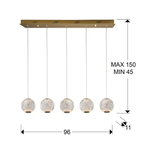 Schuller Valencia Żyrandol LED Austral złoty 5-pkt. długi - Lampy sufitowe - miniaturka - grafika 2