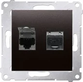 Gniazdka elektryczne - Kontakt-Simon Gniazdo komputerowe podwójne ekranowane RJ45 kategoria 6 antracyt D62E.01/48 - miniaturka - grafika 1