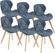 Krzesła - Krzesło do jadalni Älmhult zestaw 6 krzeseł bukowych 81x57 cm imitacja skóry Krzesło do salonu Krzesło kuchenne Niebieski - miniaturka - grafika 1