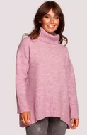 Swetry damskie - Golf damski pudrowy róż BK086, Kolor róż pudrowy, Rozmiar L/XL, BeWear - Primodo.com - miniaturka - grafika 1