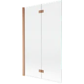 Parawany nawannowe - Mexen Mist parawan nawannowy 2-skrzydłowy lewy 110 x 150 cm, transparent, miedź szczotkowana - 8A9-110-002-65-00-L - miniaturka - grafika 1