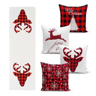 Zestaw 4 świątecznych poszewek na poduszki i bieżnika Minimalist Cushion Covers Christmas Tartan - Pozostałe akcesoria świąteczne - miniaturka - grafika 1