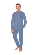Piżamy damskie - PIŻAMA MĘSKA M DŁUGI RĘKAW SPODNIE TATY DZIADKA NIEBIESKA BAWEŁNIANA - miniaturka - grafika 1