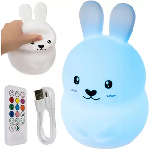 Lampka nocna LED silikonowa dla dzieci 9 kolorów Lampa Króliczek królik + pilot - Lampy stojące - miniaturka - grafika 2