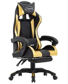Fotele gamingowe - Czarno-złoty fotel gamingowy z podnóżkiem A2-T72 - miniaturka - grafika 1