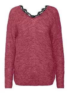 VERO MODA Vmstinna Ls Lace Back Blouse Ga Noos sweter damski, Dry Rose/Detail:w. Black Lace, M - Swetry damskie - miniaturka - grafika 1