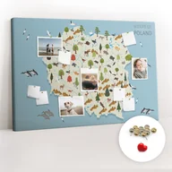 Tablice i flipcharty - Organizer na ścianę XXL, Tablica Korkowa 120x80 cm - Polska Mapa zwierząt + Pinezki - miniaturka - grafika 1