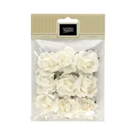 Pasmanteria - Kwiaty papierowe samoprzylepne Róże białe (9) - miniaturka - grafika 1
