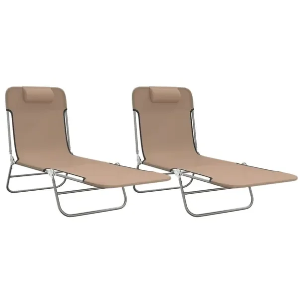 Składany leżak ogrodowy taupe, wymiary: 186 x 54,5 x 26,5 cm
