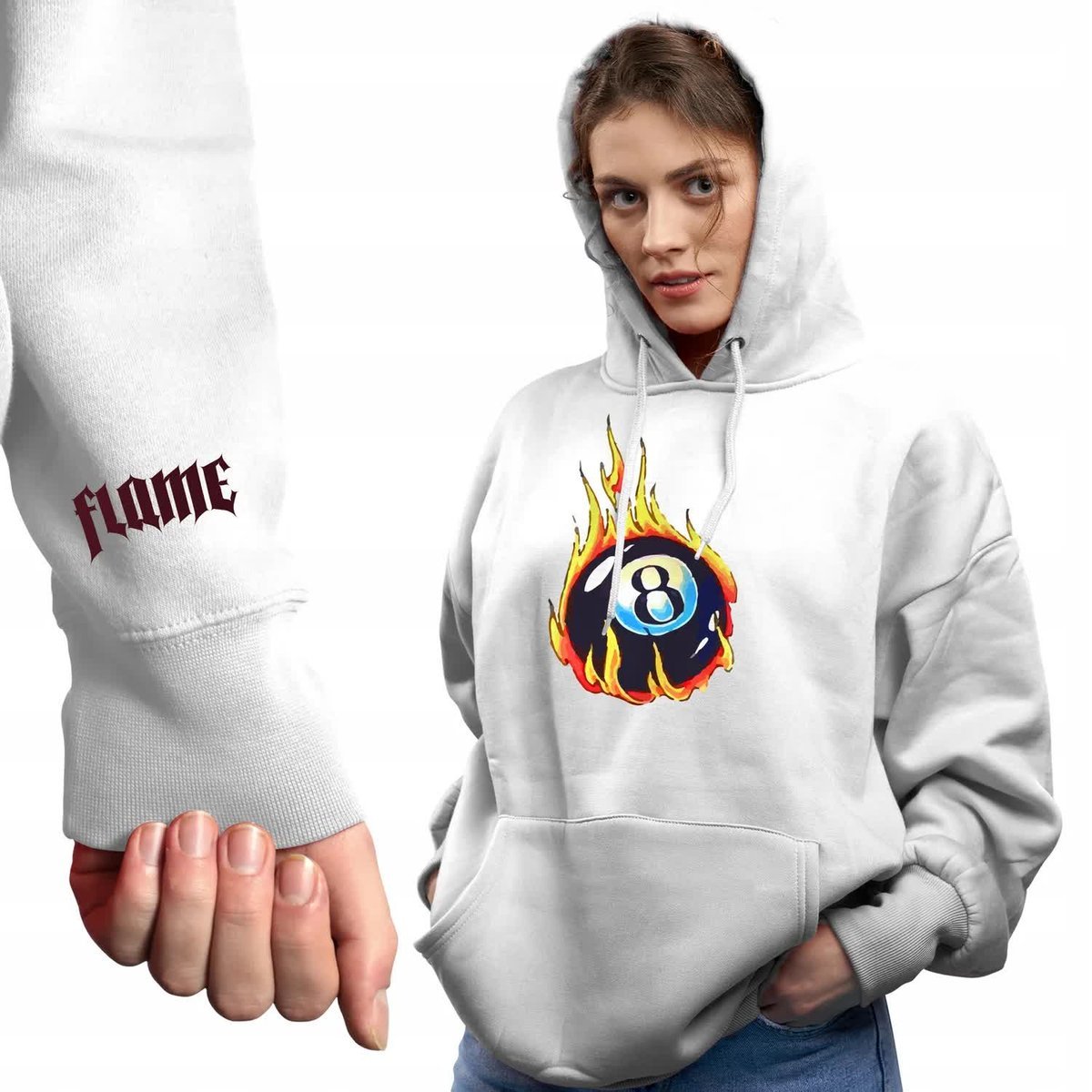 Modna BLUZA Damska z KAPTUREM 8 BILL FLAME Wiele Różnych Wzorów - XL