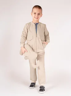 Chłopięca bluza bomberka beżowa Nicol,r.134 - Bluzy dla chłopców - miniaturka - grafika 1