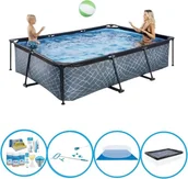 Baseny ogrodowe - EXIT Basen Stone Grey - Basen stelażowy 300x200x65 cm - Kompletny zestaw basenowy - miniaturka - grafika 1