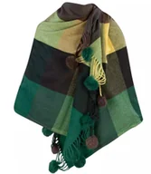 Apaszki i szaliki damskie - Szal szalik ciepła chusta w kratkę z pomponami - miniaturka - grafika 1