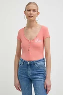 Koszulki sportowe damskie - Guess t-shirt HENLEY OLYMPIA damski kolor pomarańczowy W4RP47 K1814 - miniaturka - grafika 1