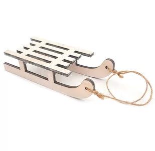 Sanki drewniane ozdobne białe 15 cm - Ozdoby bożonarodzeniowe - miniaturka - grafika 1