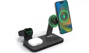 Mophie Snap+ 3w1 wireless charging stand - stojąca ładowarka bezprzewodowa do trzech urządzeń kompatybilna z MagSafe 15W (black) - Ładowarki do telefonów - miniaturka - grafika 2