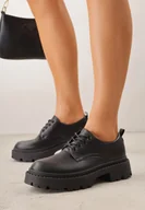 Półbuty damskie - Czarne Sznurowane Półbuty Oksfordki VICES na Grubej Podeszwie Anatea - miniaturka - grafika 1