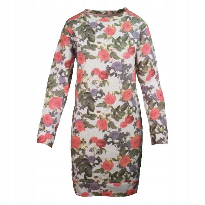 Sukienka Dresowa Ocieplana w Kwiaty Rozmiar S *Tom&Rose*