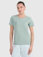 Koszulki i topy damskie - 4F T-shirt regular z nadrukiem damski - turkusowy L - miniaturka - grafika 1