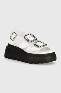 Steve Madden sandały skórzane Transporter damskie kolor biały na platformie SM11003060 - Sandały damskie - miniaturka - grafika 1