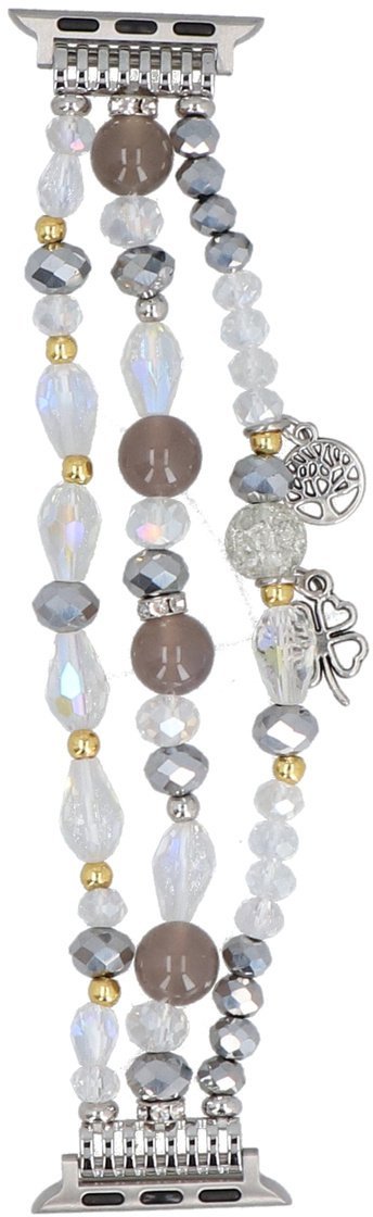GlacierX bransoleta do smartwatcha Multi Strand Beaded Charm Bracelet Crystal Grey do Apple Watch 38/40/41mm Srebrno-biała