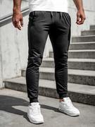 Spodnie sportowe męskie - Czarne spodnie męskie joggery dresowe Denley XW02 - miniaturka - grafika 1
