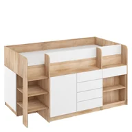 Łóżka dla dzieci i młodzieży - Łóżko Piętrowe Smile Lewe Sonoma Jasna / Biały Mat MebloCross - miniaturka - grafika 1