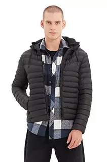 Kurtki męskie - Trendyol Męska bluza z kapturem, zwykła, kurtka zimowa, płaszcz, czarny, XL, Czarny, XL - grafika 1