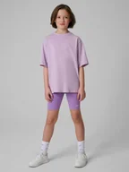 Spodnie i spodenki dla dziewczynek - 4F Legginsy kolarki dzianinowe dziewczęce - fioletowe 146 (10-11 lat) - miniaturka - grafika 1