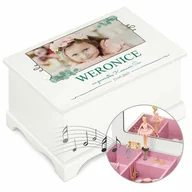 Pamiątka Pierwszej Komunii Świętej - Szkatułka drewniana z pozytywką i Twoim zdjęciem dla dziewczynki na k - miniaturka - grafika 1