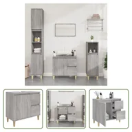 Szafki łazienkowe - The Living Store Szafka łazienkowa szara Sonoma 65x33x60 cm Materiał drewnopochodny - miniaturka - grafika 1