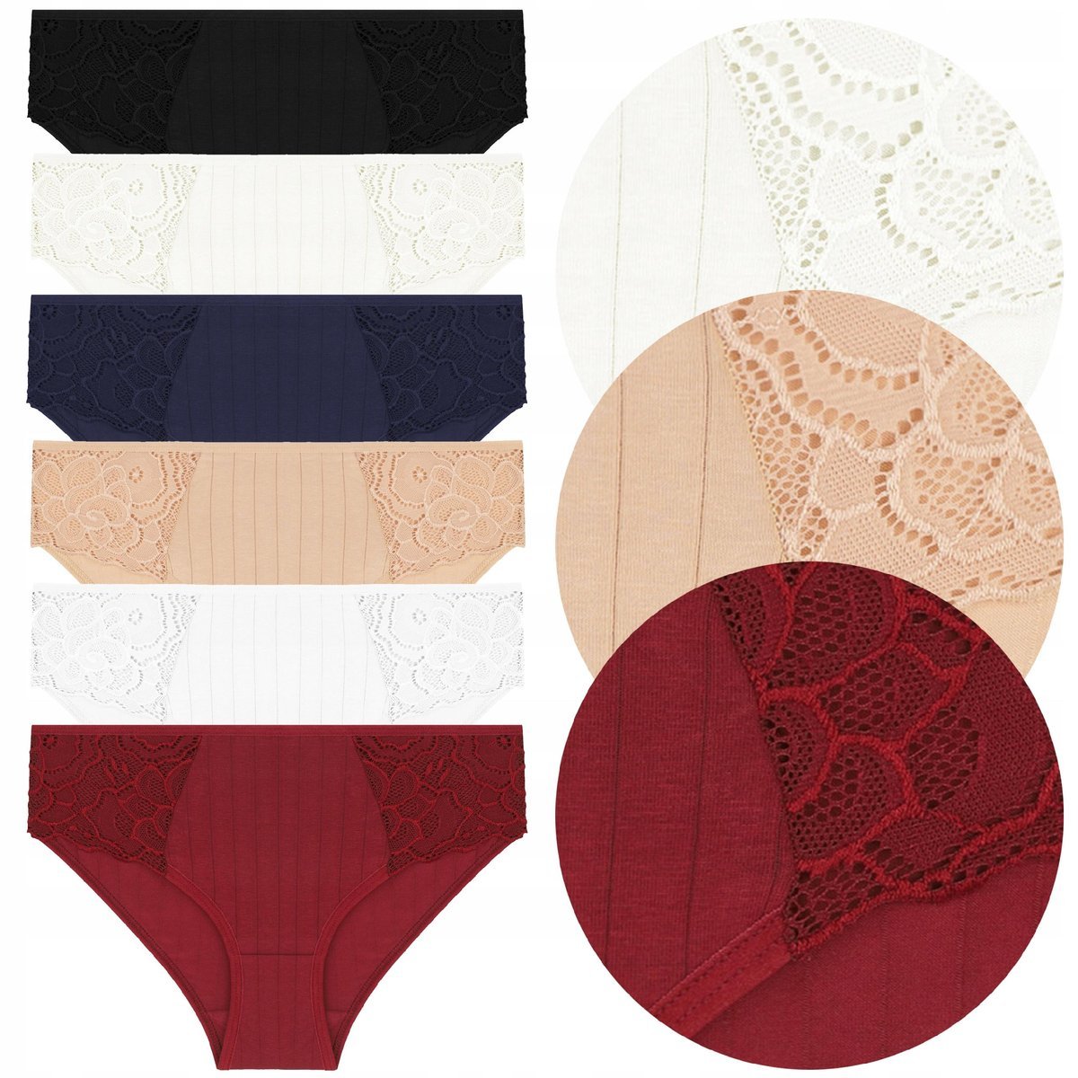 6x FIGI MAJTKI DAMSKIE Bawełniane Kobiece Zestaw 6 Pak MORAJ r. L