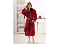 Szlafroki męskie - Gözze Płaszcz kąpielowy damski/męski, jedwabisty w dotyku, z szalowym kołnierzem, 2 kieszenie i pasek (L, Czerwony) - miniaturka - grafika 1
