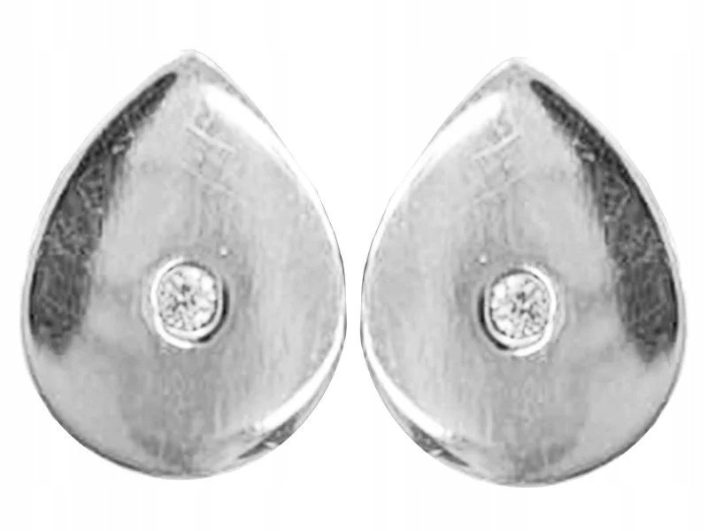 Srebrne kolczyki 925 migdały z cyrkoniami białe kamienie na sztyft prezent