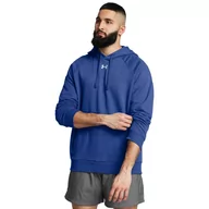 Bluzy sportowe męskie - Męska bluza dresowa nierozpinana z kapturem Under Armour UA Rival Fleece Hoodie - niebieska - UNDER ARMOUR - miniaturka - grafika 1