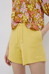 Spodenki damskie - Billabong Billabong szorty damskie kolor żółty gładkie high waist - grafika 1