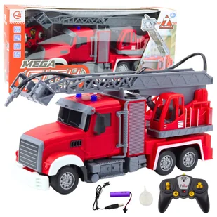 Wóz Samochód Strażacki Z Wysięgnikiem Funkcja Lania Wody 1:24 LEAN Toys - Zabawki zdalnie sterowane - miniaturka - grafika 1
