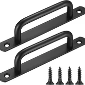 Zawiasy, okucia i inne akcesoria - Zestaw 2 klamek do drzwi przesuwnych ze stali nierdzewnej z płytką tylną do szafek z drzwiami stodołowymi, kolor czarny (192 mm) - miniaturka - grafika 1