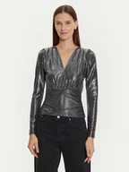Bluzki damskie - Morgan Bluzka 242-TSILVER Srebrny Slim Fit - miniaturka - grafika 1