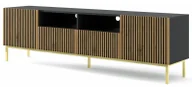Szafki RTV - Szafka lamelowa rtv czarny z szufladami + dąb artisan C3-A80 - miniaturka - grafika 1