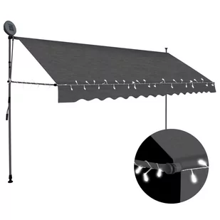 vidaXL Ręcznie zwijana markiza z LED, 350 cm, antracytowa vidaXL - Markizy - miniaturka - grafika 1