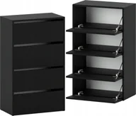 Szafki na buty - STIV Möbel Szafka na buty Stojak na buty z 4 uchylnymi klapami na ok. 12 par butów 60 x 100 x 36 cm Komoda na buty czarna matowa - miniaturka - grafika 1