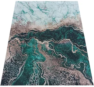 Nowoczesny zielony dywan z krótkim włosiem 80cm W6-W24 - Dywany - miniaturka - grafika 1