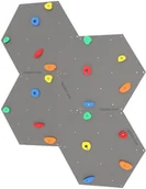 Wyposażenie sportowe i gimnastyczne - Ścianka wspinaczkowa sześciokątna 4x szara płyta + 20 kolorowych uchwytów - miniaturka - grafika 1