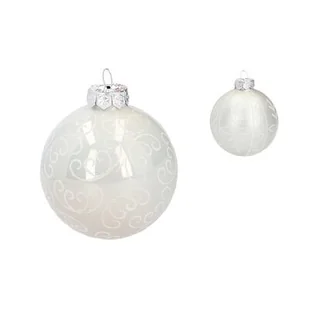 Bombka szklana zdobiona biała 8 cm mix - Bombki - miniaturka - grafika 1