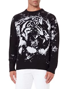 Just Cavalli Sweter męski, 900j czarny żakard, XL - Swetry męskie - miniaturka - grafika 1
