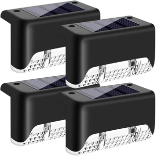 Lampa solarna ogrodowa LED na taras balkon schody balustradę z czujnikiem zmierzchu akumulator AAA czarna - Lampy ogrodowe - miniaturka - grafika 17