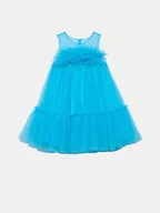 Sukienki i spódniczki dla dziewczynek - Abel & Lula Sukienka elegancka 5051 Turkusowy Regular Fit - miniaturka - grafika 1